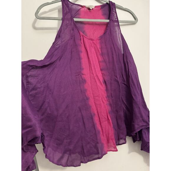 Y2K/2000s GUESS Women's Sheer TieDye Purple and Pink Tank Top Racerback - Size M - Picture 3 of 7